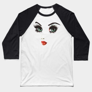 Gothic woman face with green eyes Baseball T-Shirt